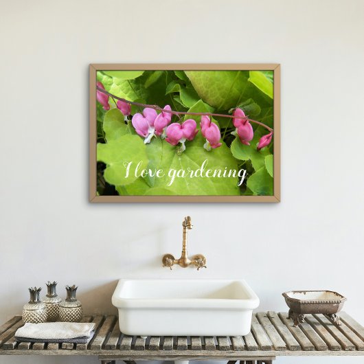 Poster Coeur rose saignant J'aime Jardiner Floral