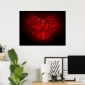 Poster Coeur rouge artistique (Bureau à domicile)