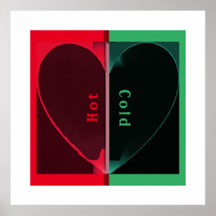 Poster Cœur rouge chaud et vert froid personnalisable div