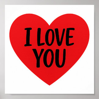 Poster Cœur Rouge “JE T'AIME” – Conception Minimaliste Ro