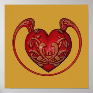 Poster Coeur rouge orné