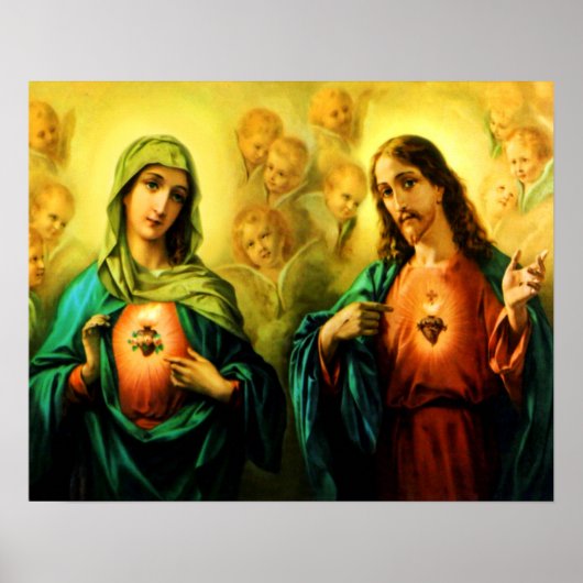 Poster Coeur sacré de Jésus et Coeur immaculé de Marie (Devant)