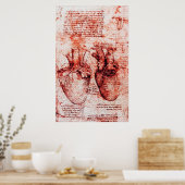 Poster Coeur, Ses vaisseaux sanguins, Léonard De Vinci Ro (Cuisine)