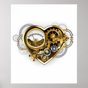 Poster Cœur Steampunk avec un manomètre