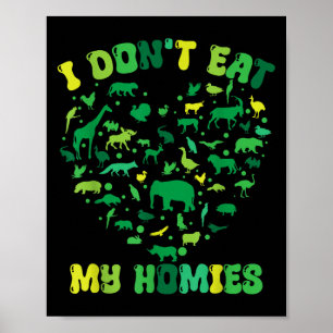 Poster Coeur super végétarien Je ne mange pas mes maisons