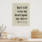 Poster Coeur sur mon manche Othello Shakespeare Citation (Cuisine)