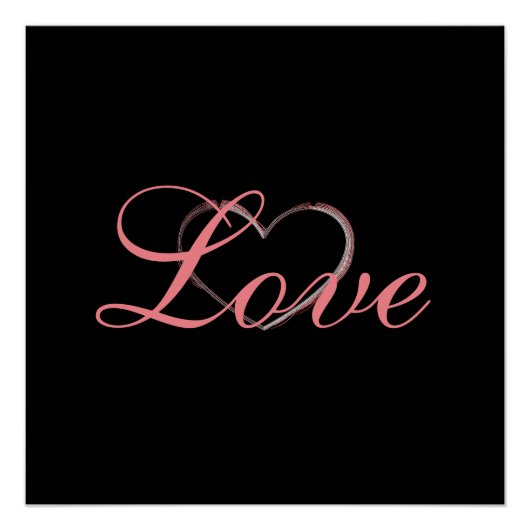 Poster Coeur tendance Grey Calligraphie Amour Mariage (Devant)