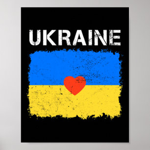 Poster Cœur Ukraine Je suis avec l'Ukraine Drapeau ukrain