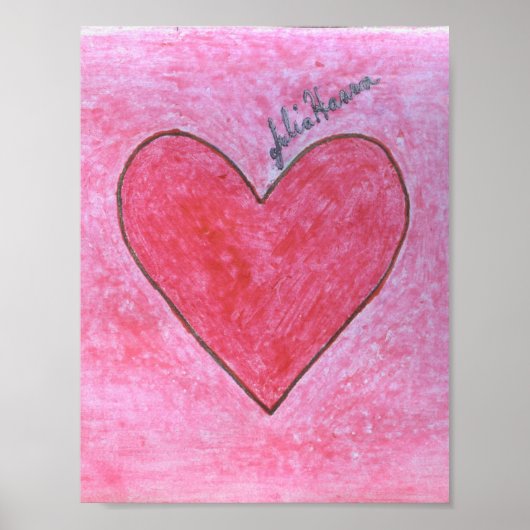 Poster Coeur Valentin Rouge Et Rose De Julia Hanna (Devant)