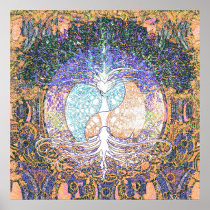 Poster Coeur, yang de yin, arbre de la vie par Amelia