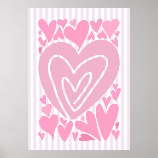 Poster Cœurs Abstraits Roses (Devant)