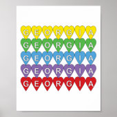 Poster Cœurs arc-en-ciel de Géorgie (Devant)