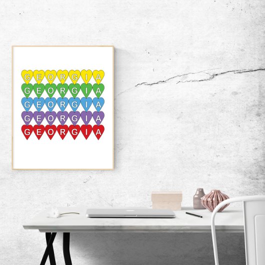 Poster Cœurs arc-en-ciel de Géorgie