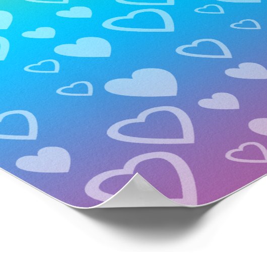 Poster Coeurs arc-en-ciel parties scintillant rose monogr (Coin)