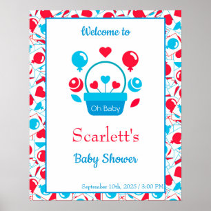Poster Coeurs, ballons et corbeille cardiaque