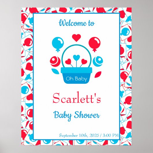 Poster Coeurs, ballons et corbeille cardiaque (Devant)