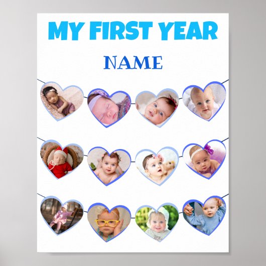 Poster Coeurs Bleus mignons Ma première année 12 Photo Co (Devant)