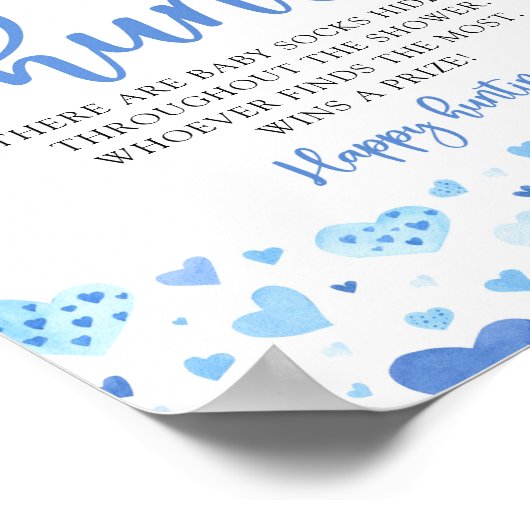 Poster Coeurs bleus Valentine Baby Chaussettes Chasse Bab (Coin)