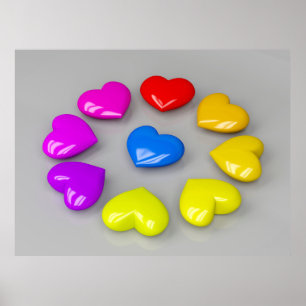 Poster Coeurs brillants et colorés