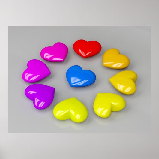 Poster Coeurs brillants et colorés (Devant)