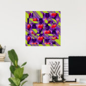 Poster Coeurs d'AMOUR - ondes violet vert clair (Bureau à domicile)