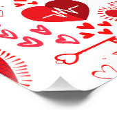 Poster Coeurs d'amour rouge et flèche (Coin)