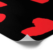 Poster Coeurs d'amour rouges sur noir (Coin)