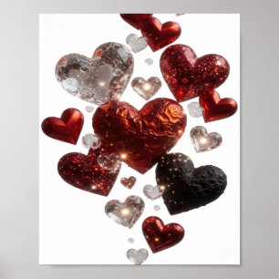 Poster Cœurs d'Argent Frais dans l'Espace
