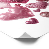 Poster Cœurs d'argent frais DESIGN DE TEXTE D'AMOUR (Coin)
