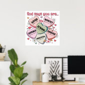 Poster Cœurs de bonbons de la Saint-Valentin Chrétiens (Bureau à domicile)