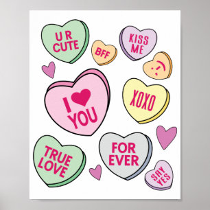 Poster Coeurs de bonbons Valentines Jour Coeurs de conver