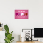 Poster Cœurs de fierté lesbienne au rouge à lèvres avec t (Bureau à domicile)