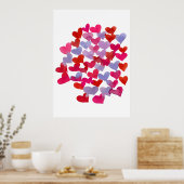 Poster Coeurs de la Saint Valentin - violet et magenta (Cuisine)