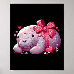 Poster Cœurs de lamantin de la Saint-Valentin Animal Mer