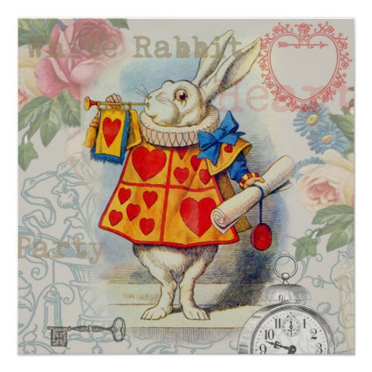 Poster Coeurs de lapin blanc Alice Classic (Devant)