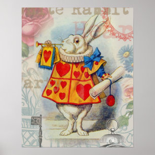 Poster Coeurs de lapin blanc Alice Classic