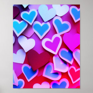 Poster Coeurs de papier coloré Abstraits