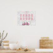 Poster Cœurs de perle et roses Mariage damassé (Cuisine)