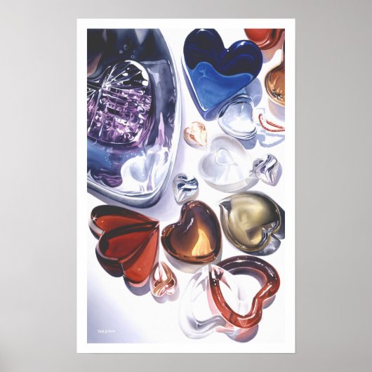 Poster Coeurs de verre Aimer aquarelle (Devant)