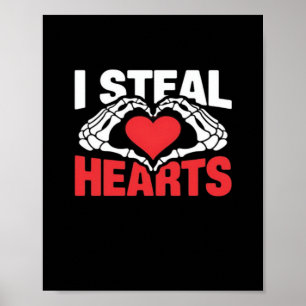 Poster Coeurs de vol Valentines Jour Funny Skeleton Hand