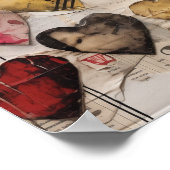 Poster Coeurs divers avec collage de textures de papier (Coin)