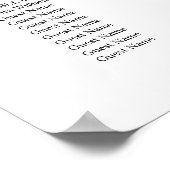 Poster Coeurs d'or blanc mariage moderne 6 places (Coin)