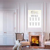 Poster Coeurs d'or blanc mariage moderne 9 places