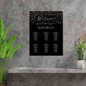Poster Coeurs d'or noir mariage moderne 6 places