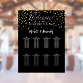 Poster Coeurs d'or noir moderne mariage 9 places