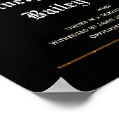 Poster Coeurs d'or, texte blanc, certificat de Mariage no (Coin)