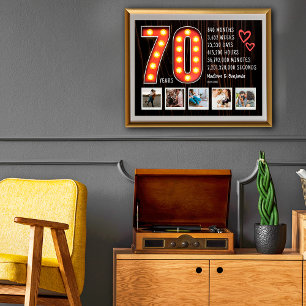 Poster Coeurs du 70e anniversaire Retro Collage photo per