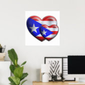 Poster Coeurs du drapeau portoricain (Bureau à domicile)