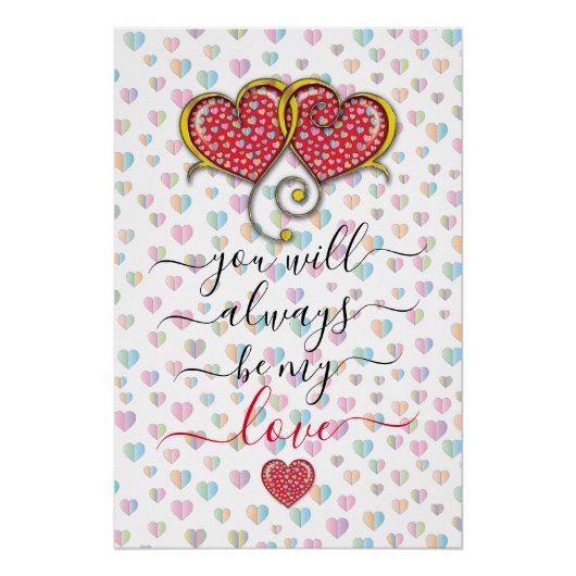 Poster Cœurs entrelacés élégants de la Saint-Valentin (Devant)
