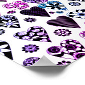 Poster Coeurs et fleurs Abstraits Pop couleur moderne (Coin)